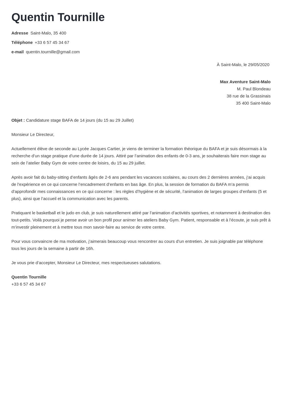 La Lettre De Motivation Pour Un Stage De 3ème General Infosmax 9814