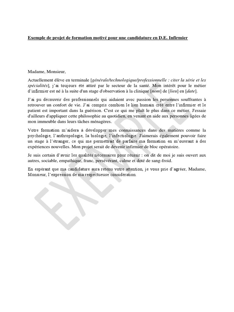 Lettre De Motivation IFSI : Exemple Sur Parcoursup - General Infosmax